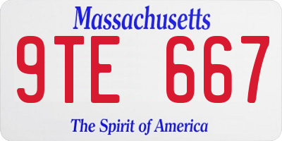 MA license plate 9TE667