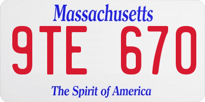 MA license plate 9TE670