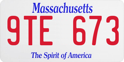MA license plate 9TE673