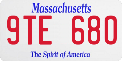 MA license plate 9TE680