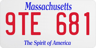 MA license plate 9TE681