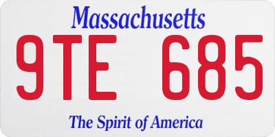 MA license plate 9TE685