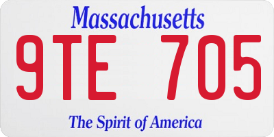 MA license plate 9TE705