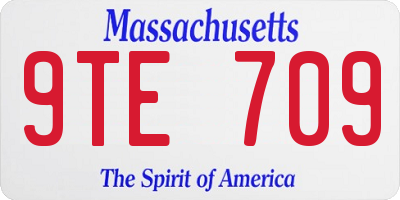 MA license plate 9TE709
