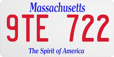 MA license plate 9TE722