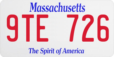 MA license plate 9TE726