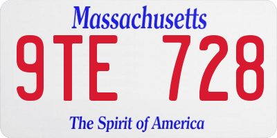 MA license plate 9TE728