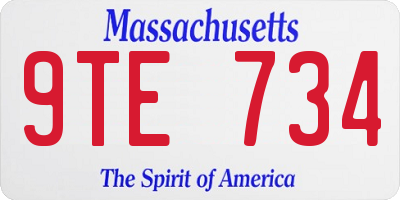 MA license plate 9TE734