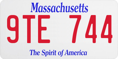 MA license plate 9TE744