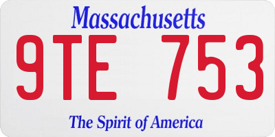 MA license plate 9TE753