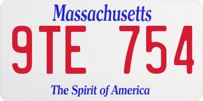 MA license plate 9TE754