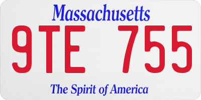 MA license plate 9TE755