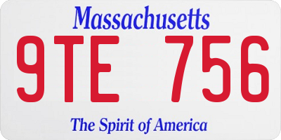 MA license plate 9TE756