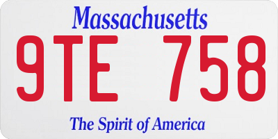 MA license plate 9TE758