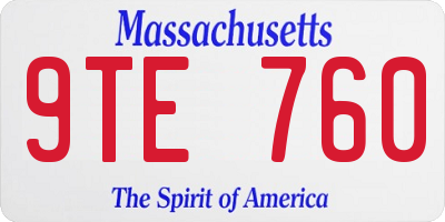MA license plate 9TE760