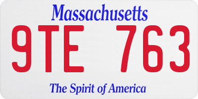MA license plate 9TE763