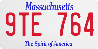 MA license plate 9TE764