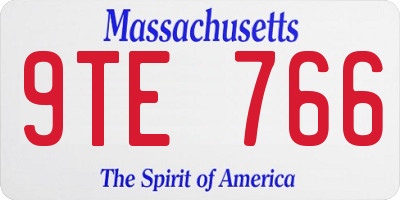 MA license plate 9TE766