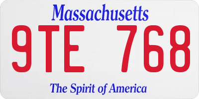 MA license plate 9TE768