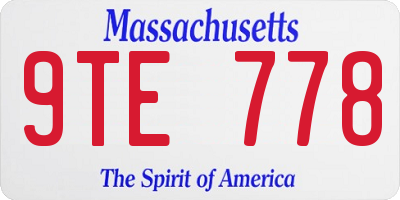 MA license plate 9TE778