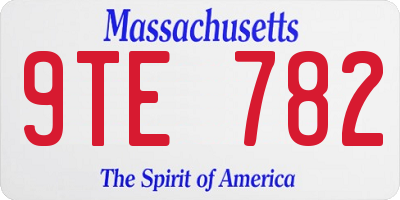 MA license plate 9TE782