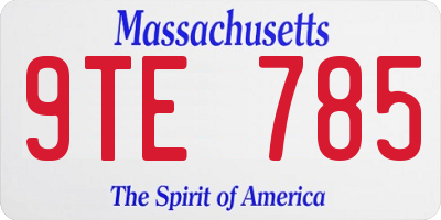 MA license plate 9TE785