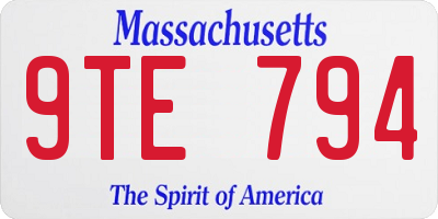 MA license plate 9TE794