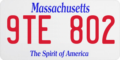 MA license plate 9TE802