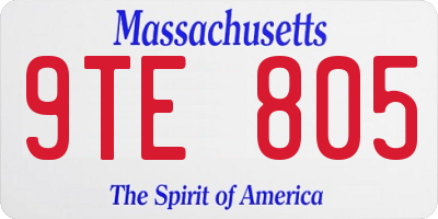 MA license plate 9TE805