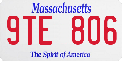 MA license plate 9TE806