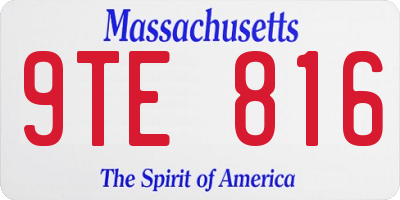 MA license plate 9TE816