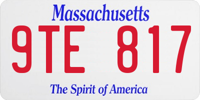 MA license plate 9TE817