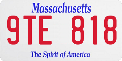 MA license plate 9TE818