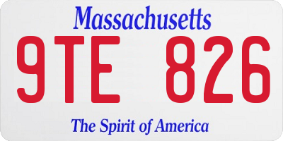 MA license plate 9TE826