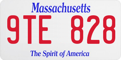 MA license plate 9TE828