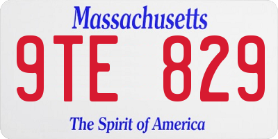 MA license plate 9TE829