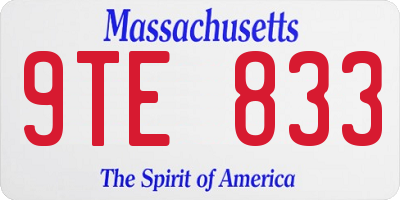 MA license plate 9TE833