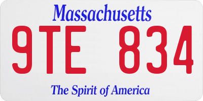 MA license plate 9TE834