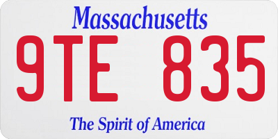 MA license plate 9TE835