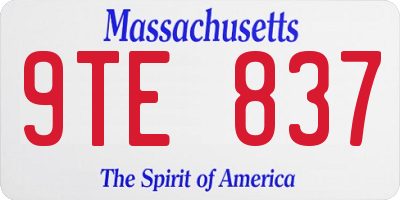 MA license plate 9TE837
