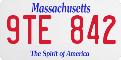 MA license plate 9TE842