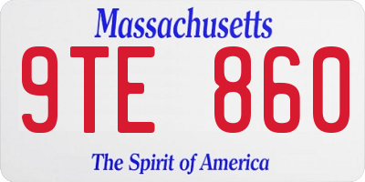 MA license plate 9TE860