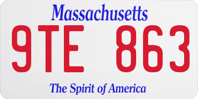 MA license plate 9TE863
