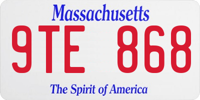MA license plate 9TE868