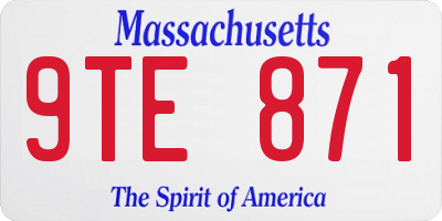 MA license plate 9TE871