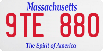 MA license plate 9TE880