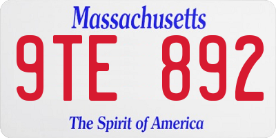MA license plate 9TE892