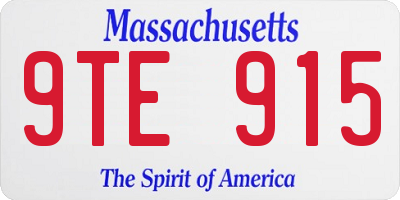 MA license plate 9TE915
