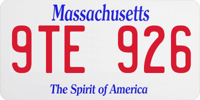 MA license plate 9TE926