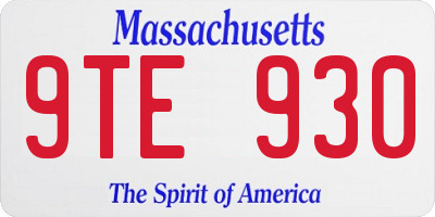 MA license plate 9TE930